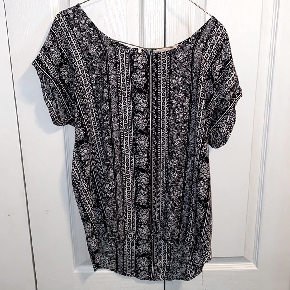Large black floral shirt